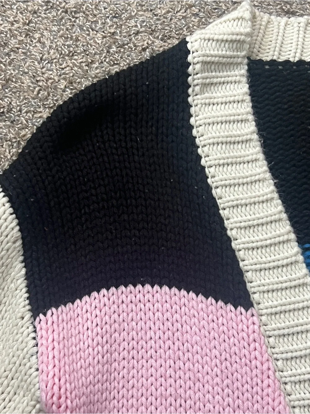 Forever 21 Colorblock Button-Up Cardigan in Pink, Blue, Cream, Black